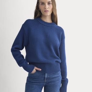 Oversized Cocoon Crew in Elevated Cotton | Estate Blue
