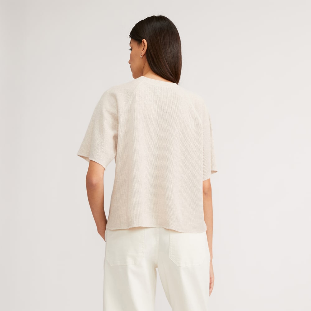 The Organic Cotton Waffle Raglan Tee | Heathered Tan - Image 3