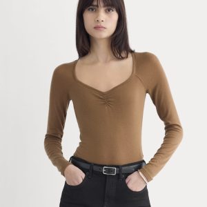 Sweetheart-Neck Top in Butterluxe | Toffee