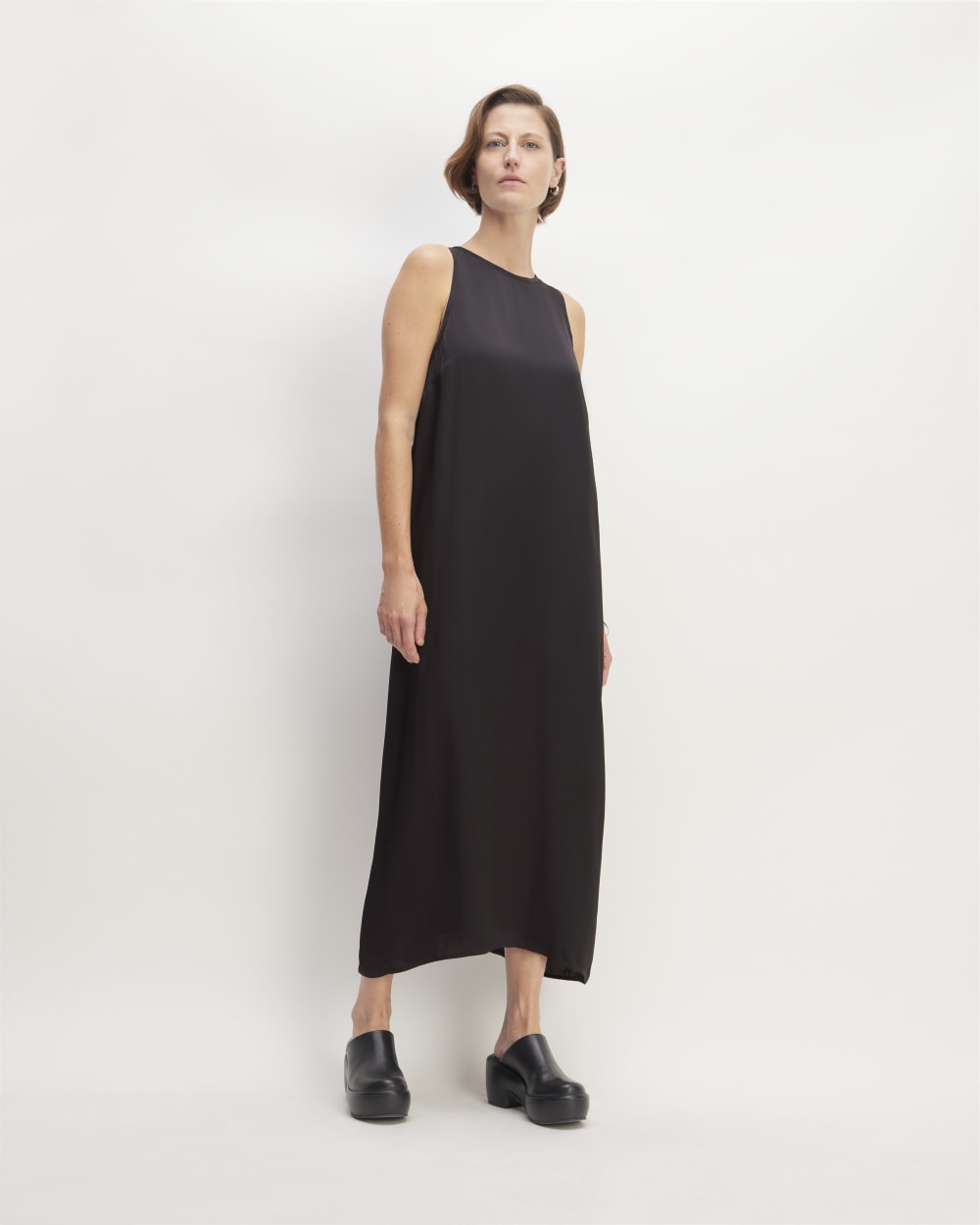 The Satin Racerback Slip Dress | Black