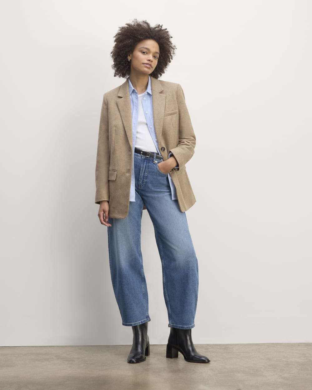 The Oversized Blazer in Wool | Beige Twill - Image 3