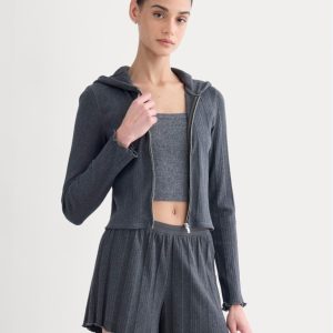 Lounge Rib Hoodie | Heathered Soot