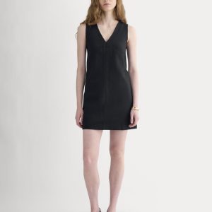 Ponte V-Neck Mini Dress | Black
