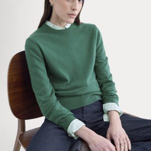 Cashmere Slim Crew Sweater | Hunter Green