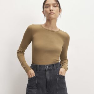 The Luxe Rib Long-Sleeve Crew | Coffee Bean