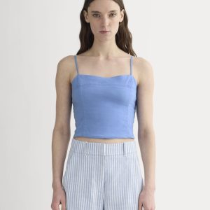 The Seamed Top in Stretch Linen | Bluebell