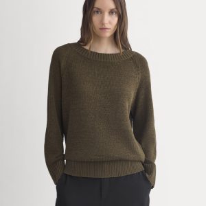 Wide-Neck Crew Sweater in Tape Yarn | Beech