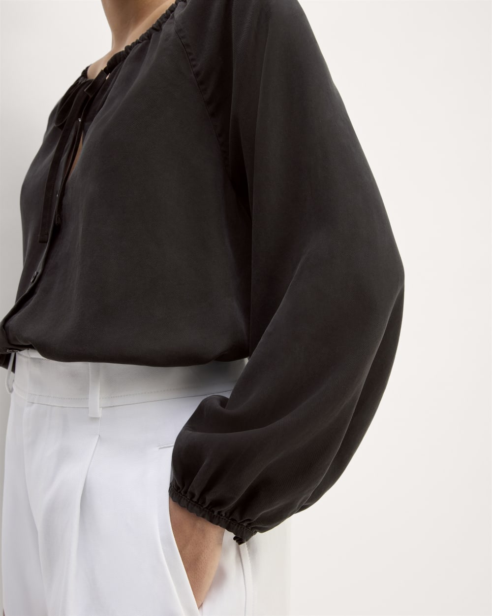 The Gathered Shirt in Butterlite | Black - Image 5