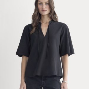 The Gauze Tie-Front Shirt | Black