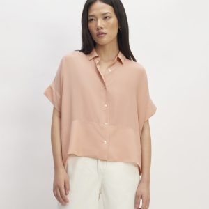 The Boxy Shirt in Washable Silk | Blush Pink