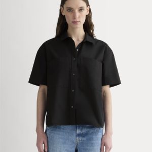 The Short-Sleeve Boxy Oxford | Black