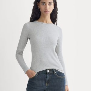 The Luxe Rib Long-Sleeve Crew | Classic Heather Grey