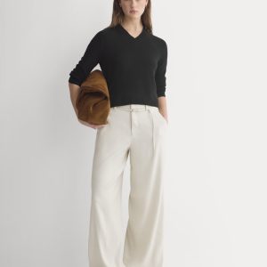 Wide-Leg Belted Pant in Stretch Linen | Birch | Regular
