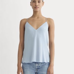 The Tie Back Cami in Washable Silk | Soft Blue
