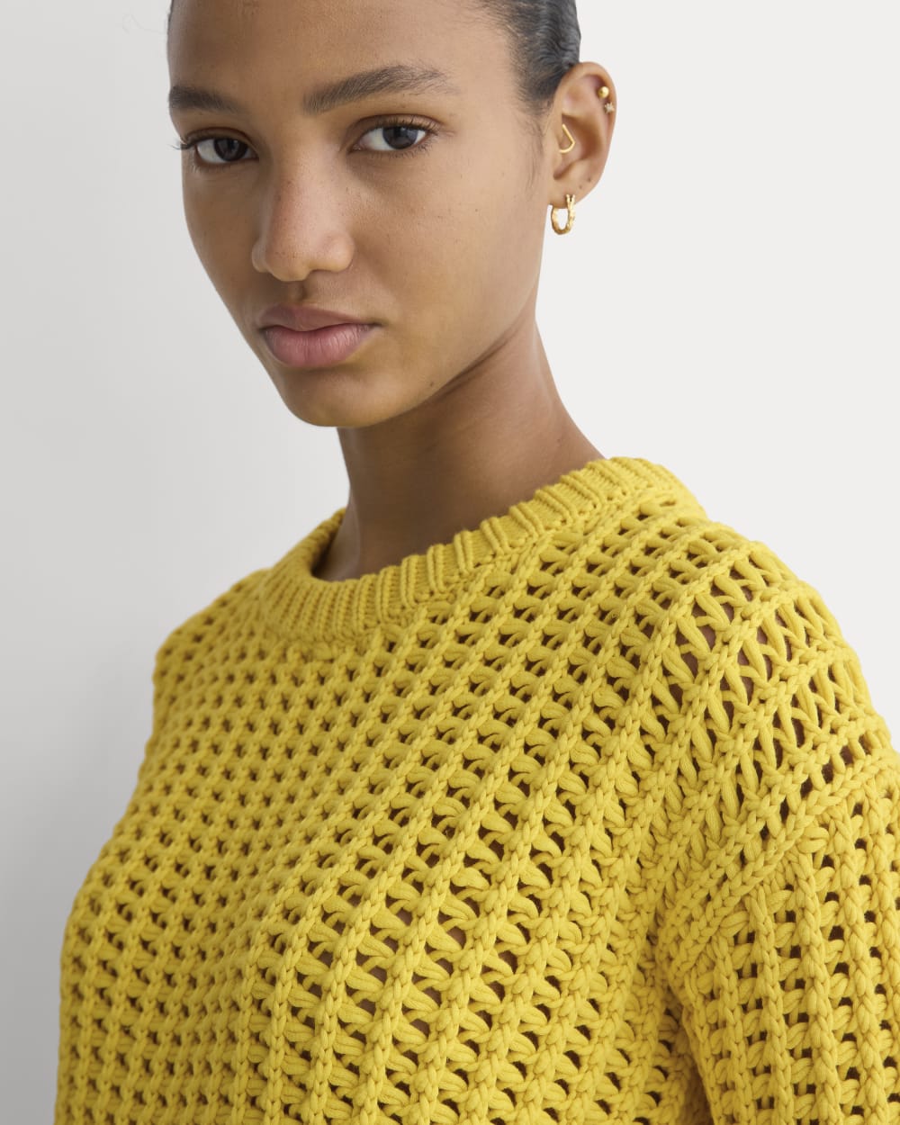 Open-Knit Crew in Elevated Cotton | Passion Fruit - Image 5