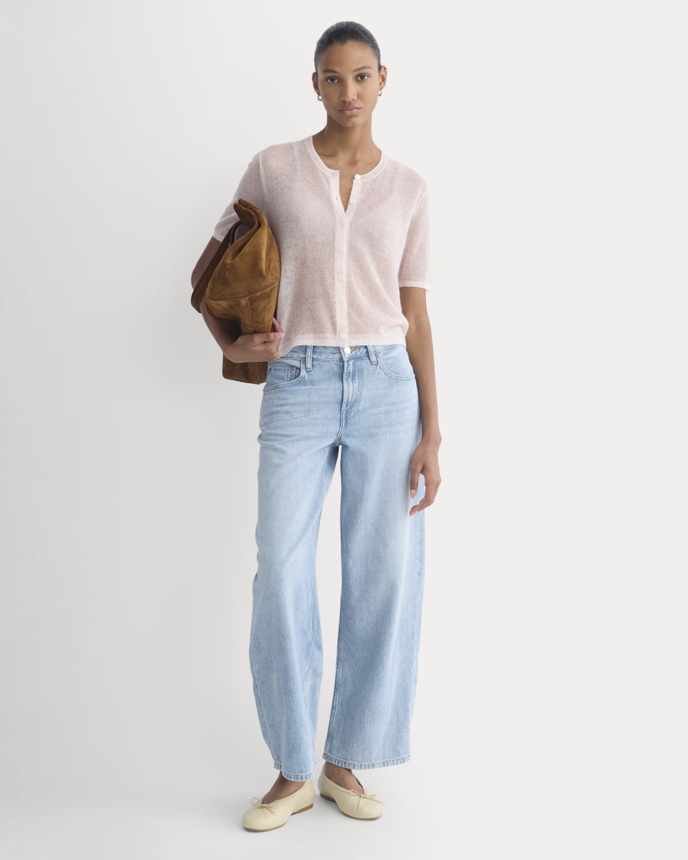 The Air Alpaca? Short-Sleeve Cardigan | Soft Pink - Image 3