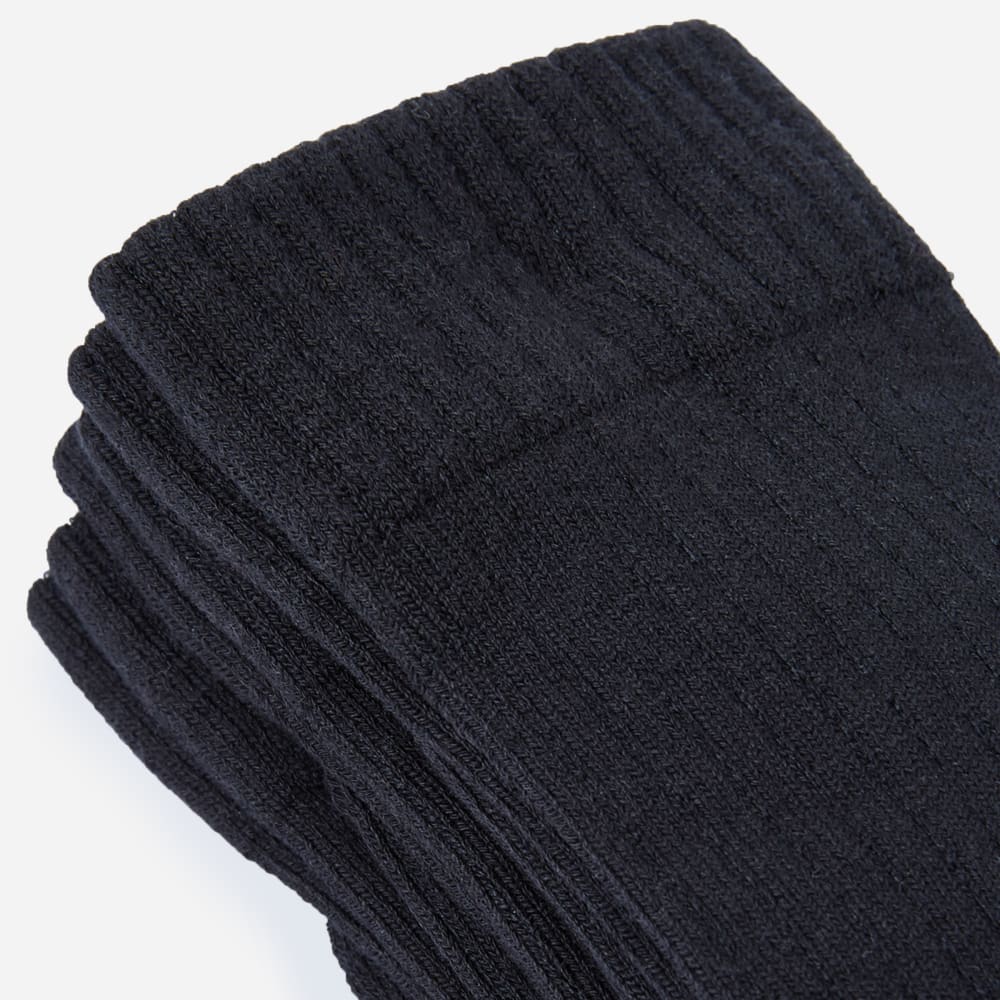 The Organic Cotton Ribbed Crew Sock 3-Pack | Black - Image 2