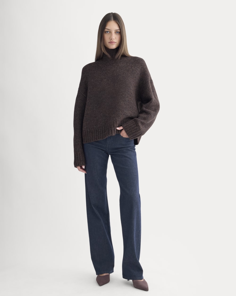 The Cloud Oversized Turtleneck | Heathered Burgundy - Image 3