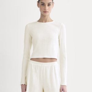 Lounge Rib Cropped Shirt | Bone