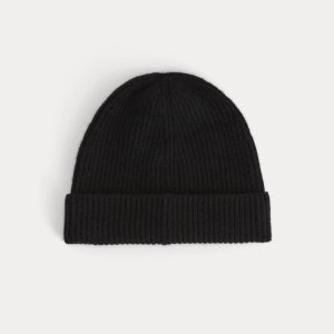 The Cashmere Ribbed Beanie | Black