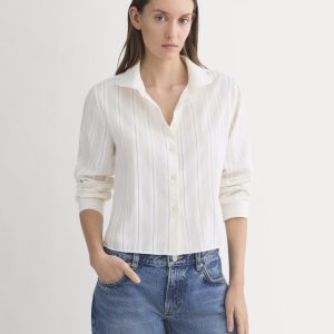 Textured Mini Collar Shirt | Bone