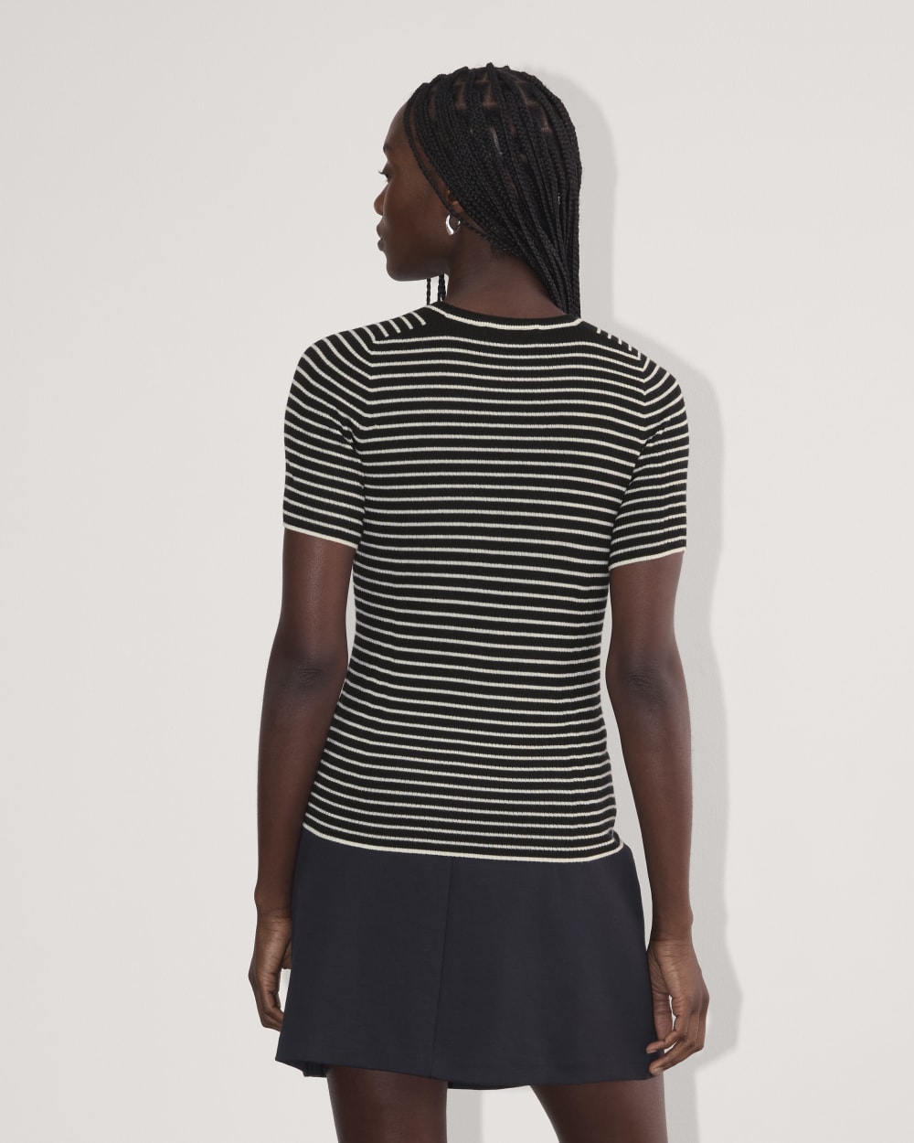 The Sweater Tee in Ultrasoft Merino | Black / Bone - Image 5