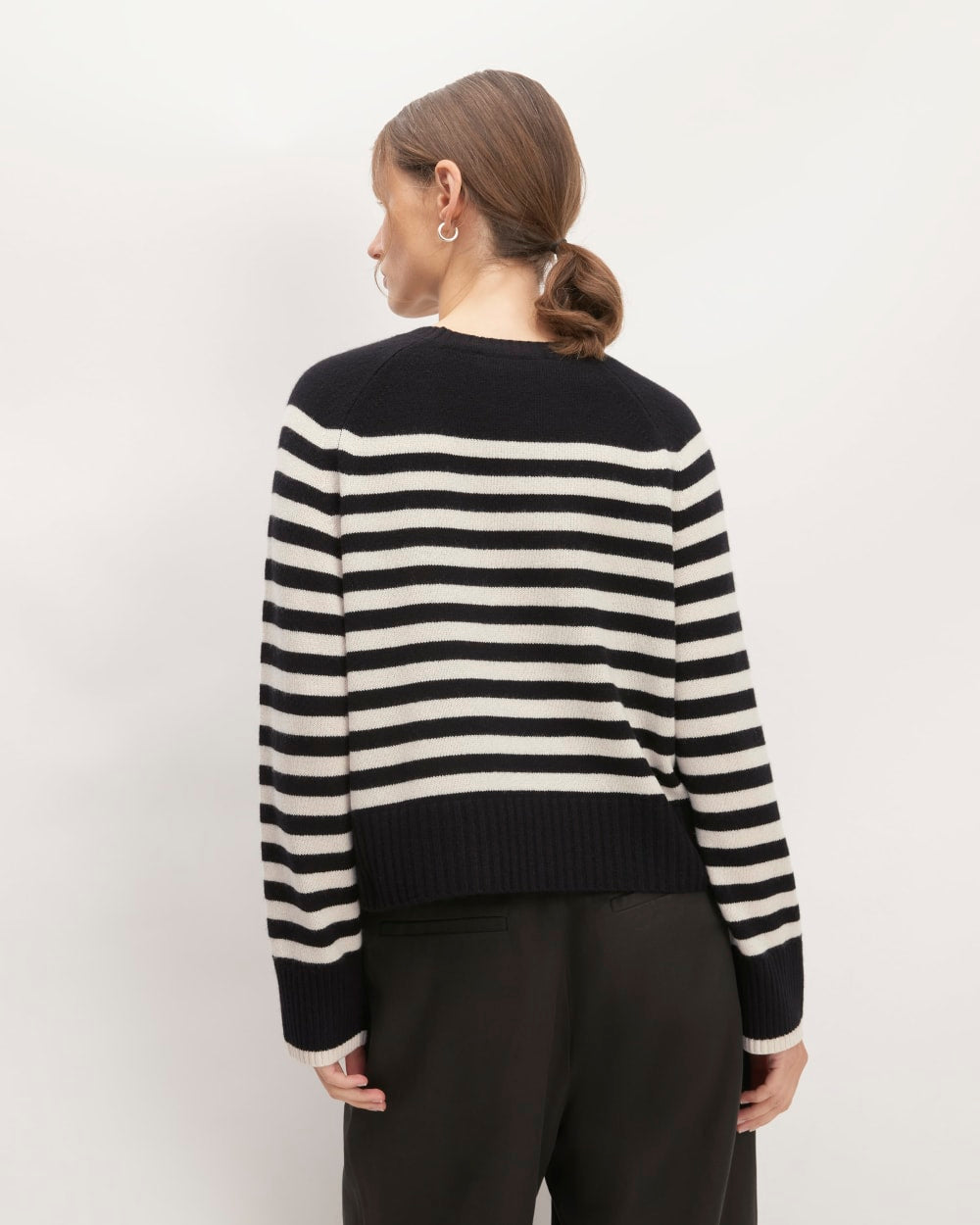 The Boxy Crew in Cashmere | Black / Bone - Image 6