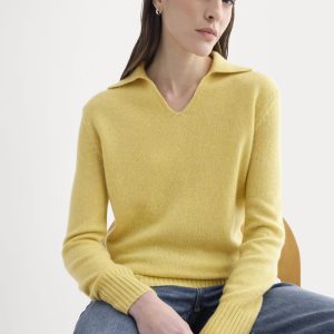 Cashmere Polo Sweater | Double Cream Heather