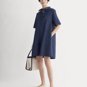 Popover Mini Shirtrdress in Ultrasoft Cotton | Navy