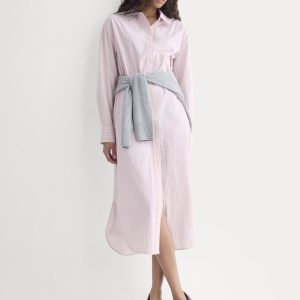 Midi Shirtdress in Ultrasoft Cotton | Burnished Lilac/Gardenia