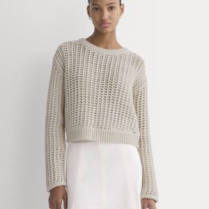 Open-Knit Crew in Elevated Cotton | Peyote