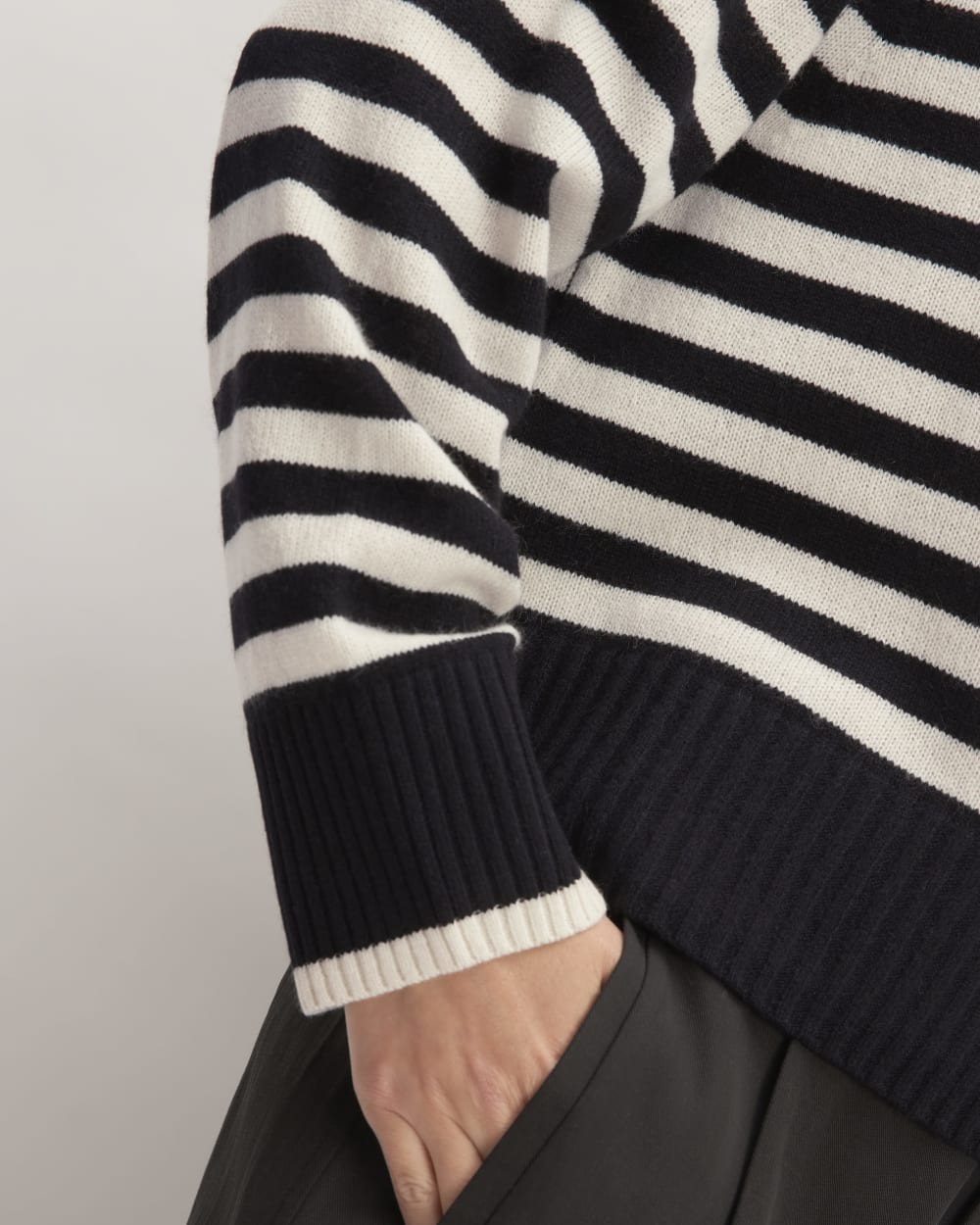 The Boxy Crew in Cashmere | Black / Bone - Image 5