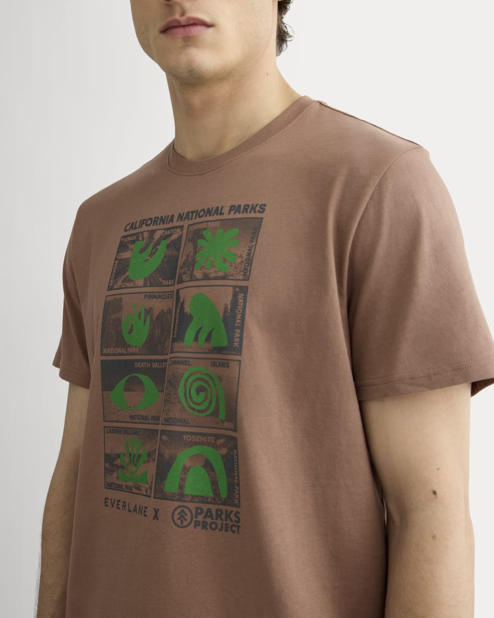 The Everlane x Parks Project Essential Organic Crew | Brown / Green / Forged Iron - Image 9