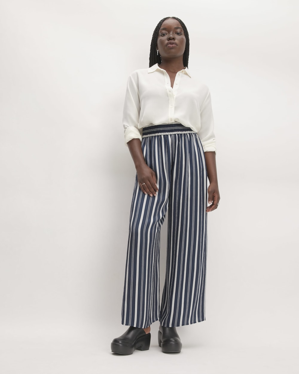The Satin Pull-On Pant | Navy / Bone - Image 3