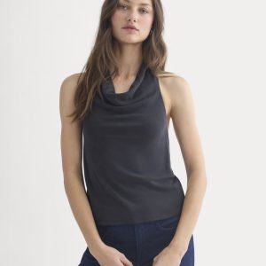 Halter Cowlneck Top in Butterknit | Black
