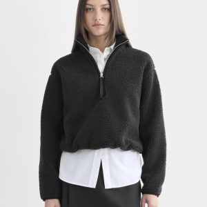 Reversible Teddy Half-Zip Pullover | Black