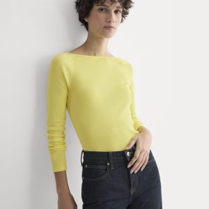 Luxe Rib Boatneck Top | Celandine