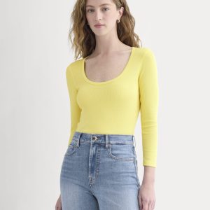 Luxe Rib Deep U-Neck Top | Celandine