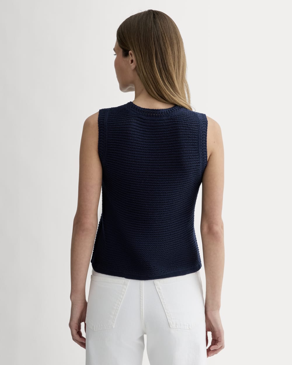 The Organic Cotton Open-Stitch Tank | Navy - Image 5