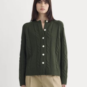 Cable Cardigan in Extrafine Luxe Merino | Dark Forest