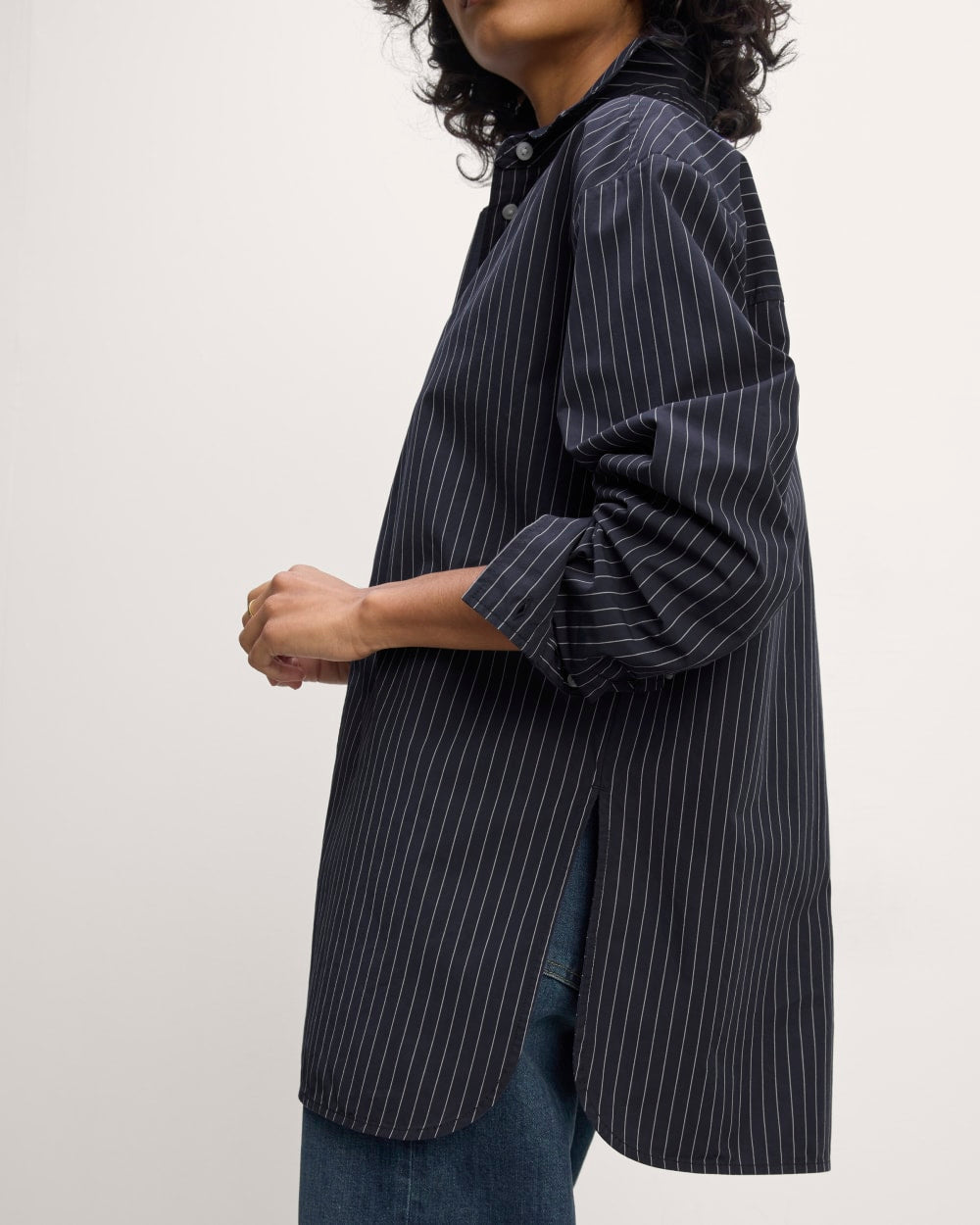 The Supima? Cotton Boyfriend Shirt | Navy / White - Image 5