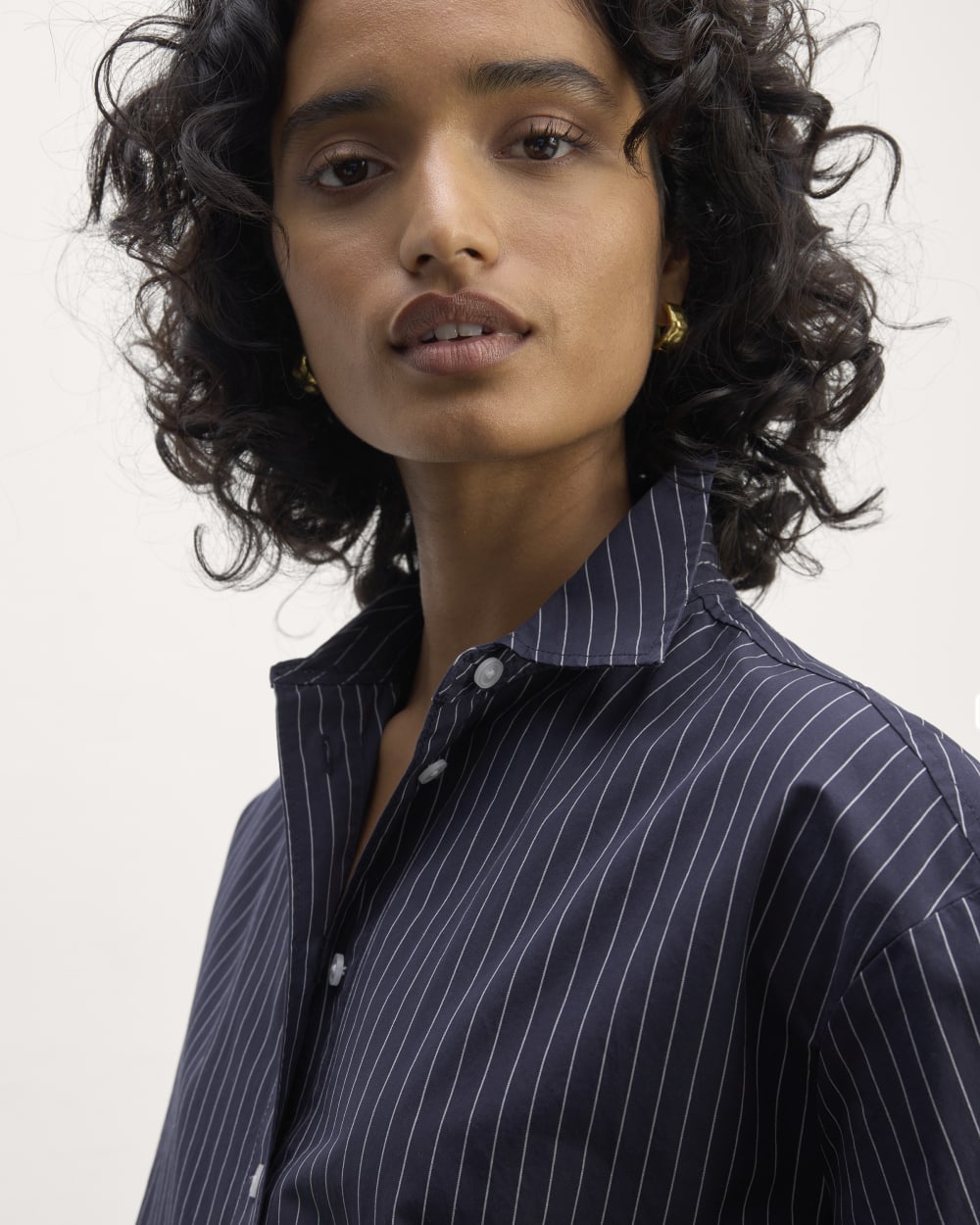 The Supima? Cotton Boyfriend Shirt | Navy / White - Image 3