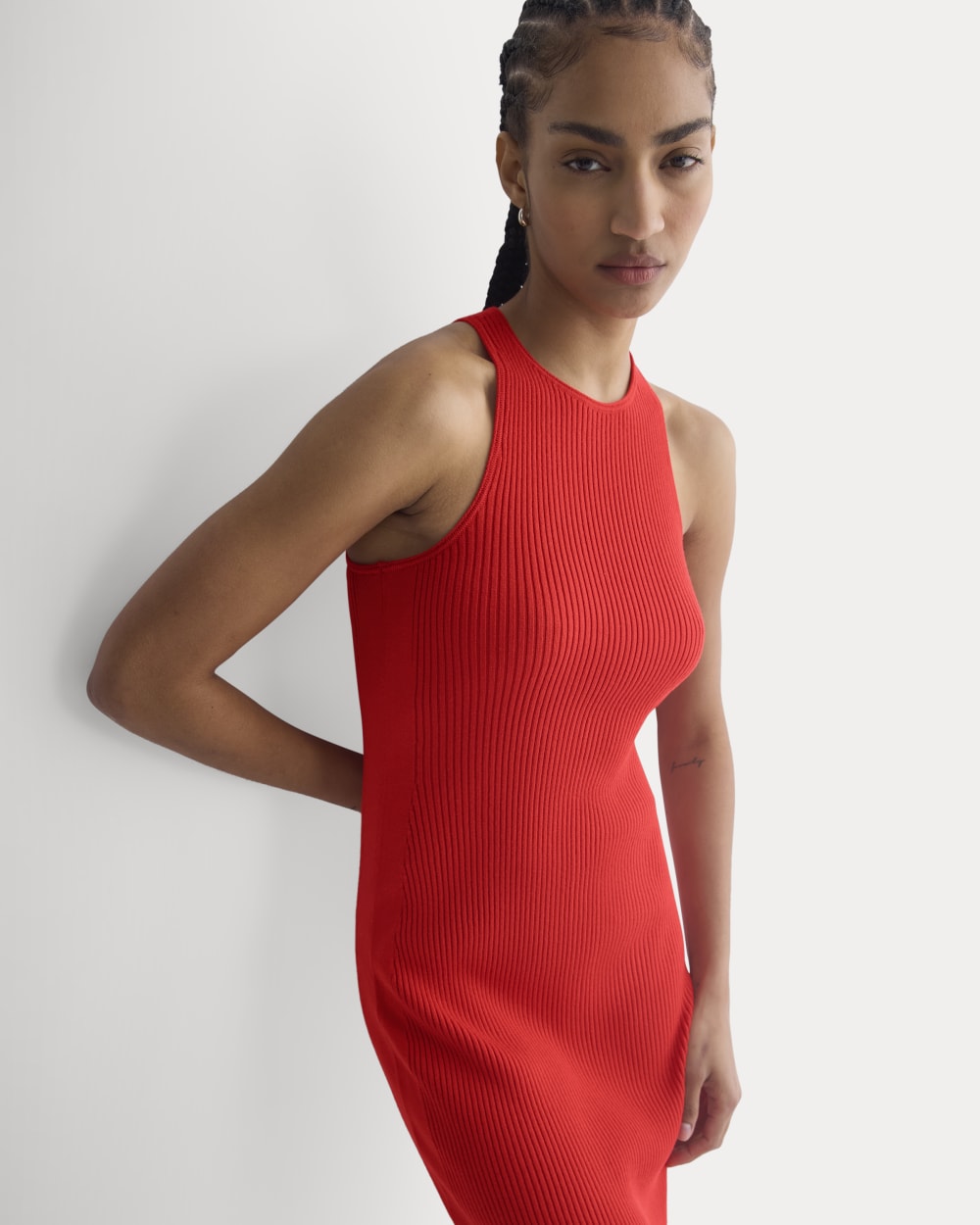 Cutaway Ribbed Midi Dress | Fiery Red - Image 5