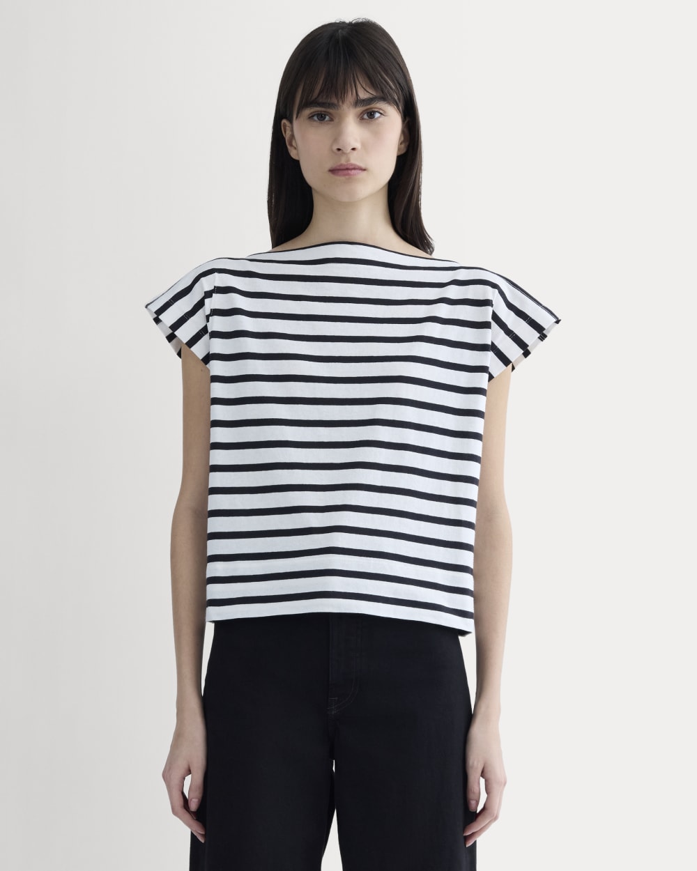 The Oversized Muscle Tee | Bone / Black