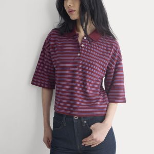 Pique Boxy Polo | Pomegranate/Heather Rose/Estate Blue