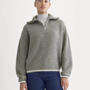 The Half-Zip Sweater in Luxe Merino | Heathered Grey
