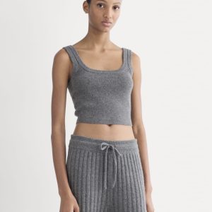 Cashmere Cropped Tank | Heather Charcoal
