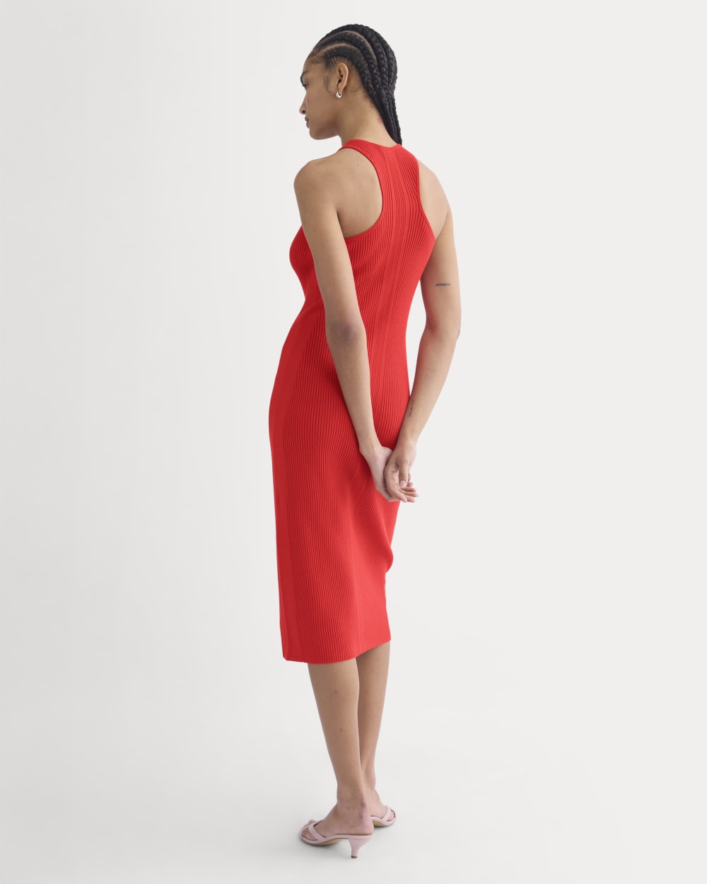 Cutaway Ribbed Midi Dress | Fiery Red - Image 6
