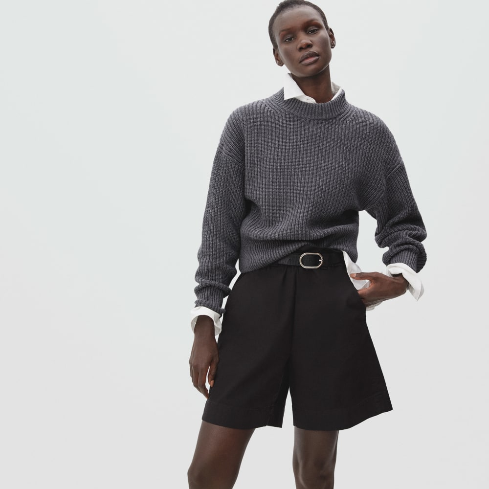 The Texture Cotton Crew | Heathered Charcoal Contrast Trim - Image 2