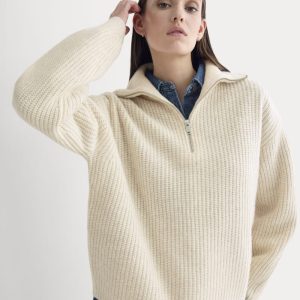 The Half-Zip Sweater in Luxe Merino | Heathered Oat